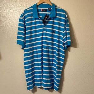 NWT CHAPS XXL 2X blue & white striped polo shirt